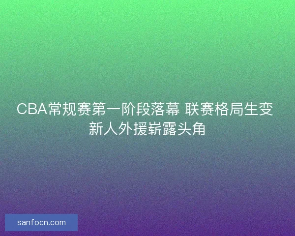 CBA常规赛第一阶段落幕 联赛格局生变 新人外援崭露头角 CBA常规赛第一阶段落幕 联赛格局生变 新人外援崭露头角